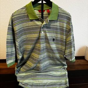 Izod Men's Polo Shirt Green Oxford Stripe